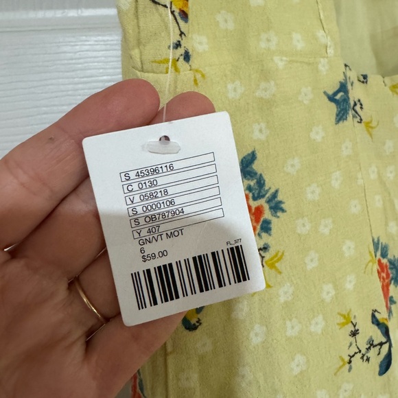 Urban Outfitters Yellow Floral High-Neck Empire Mini Dress Size 6 - Picture 7 of 8